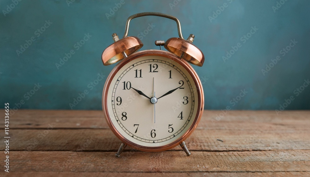 A classic alarm clock on an old-fashioned wooden desk, A classic alarm clock on an old-fashioned wooden desk,
