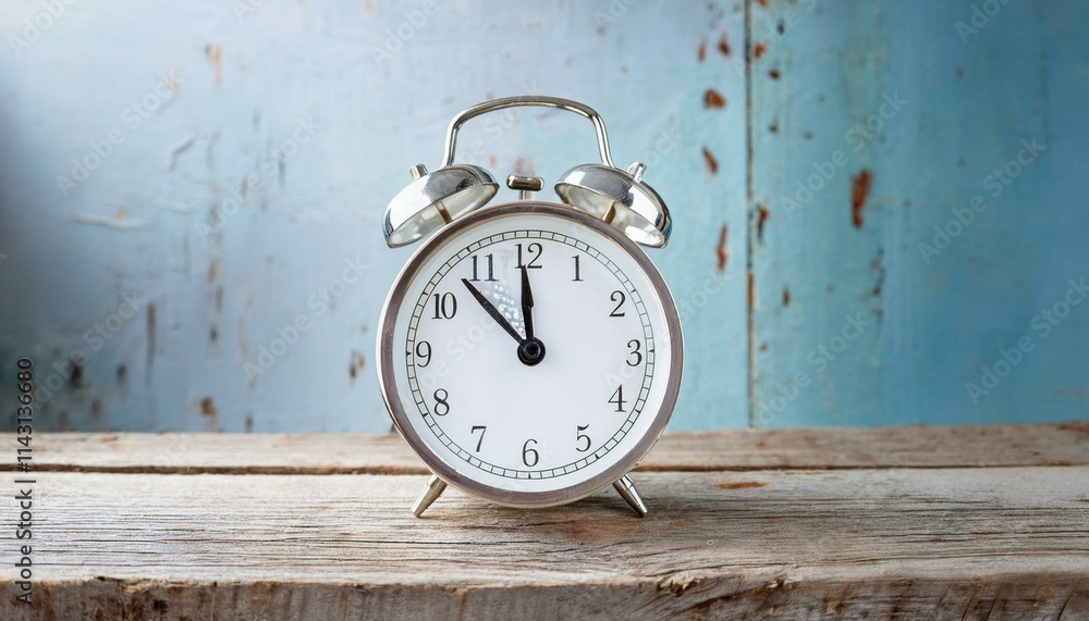A classic alarm clock on an old-fashioned wooden desk, A classic alarm clock on an old-fashioned wooden desk,