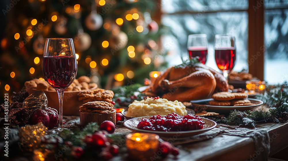 glasses of champagne and christmas decorations glasses of champagne and christmas decorations
