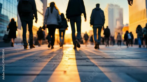 Silhouettes of Hope: A crowd of silhouettes walks towards a radiant sunrise, signifying a collective journey towards a brighter future.  