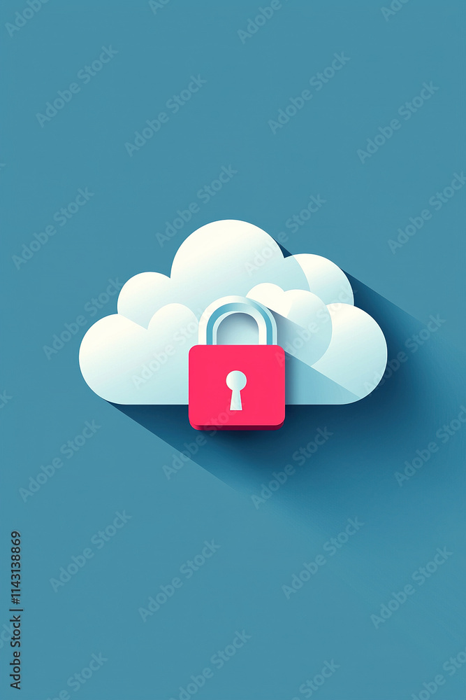 Cloud computing security concept with padlock protecting data Cloud computing security concept with padlock protecting data