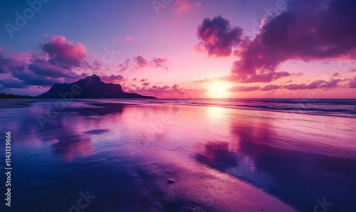 Wallpaper Mural Tourism background with Fantastic Sunrise Beach in Mauritius. Dream Honeymoon Destination. Torontodigital.ca