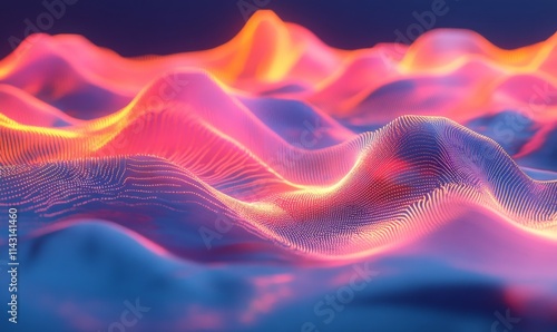 Sound Wave Vizualisation concept. Music audio frequencies represented as High Tech Futuristic Flow line Waves. Abstract background. photo