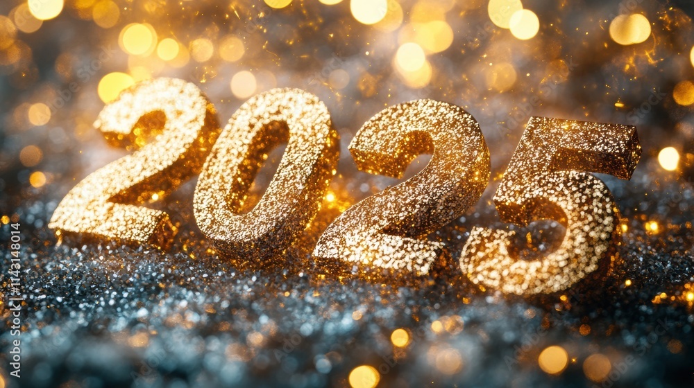 Celebrate the new year with shimmering 2025 decorations amidst a backdrop of golden sparkle and festive vibes Celebrate the new year with shimmering 2025 decorations amidst a backdrop of golden sparkle and festive vibes