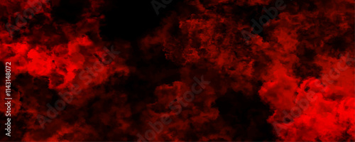 Fire & brimstone Abstract red grunge reflection of neon cumulus clouds smoke exploding art background. Crimson red blaze fire flame grungy smoke texture