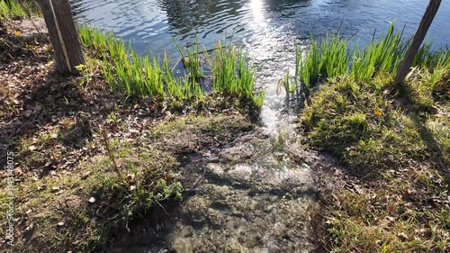 a small river flowing into a lake