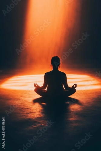 Wallpaper Mural Silhouetted person meditates, orange light. Torontodigital.ca