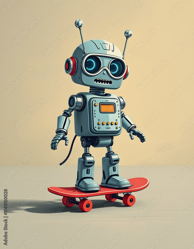 Cartoon Robot On Skateboard Friendly
Cartoon Robot On Skateboard Friendly