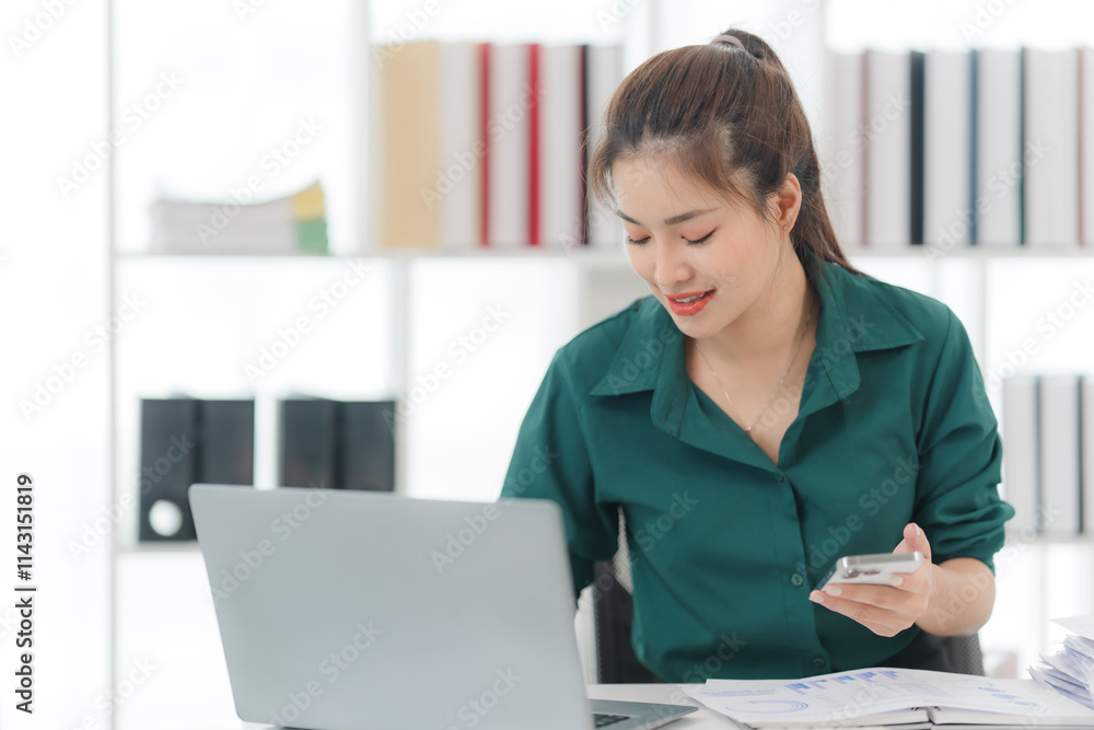 Focused Professional Woman Working at Desk Focused Professional Woman Working at Desk