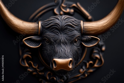 vintage bull logo, vintage bull logo exudes strength and tradition, embodying the essence of a heritage brand with intricate design photo