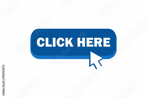 Click here with arrow vector, Blue click here png vector. Digital download. Click here vector web button.