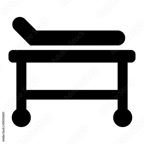 Hospital stretcher glyph icon for emergency and patient transport