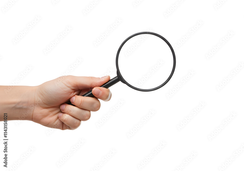 hand holding a magnifying glass on transparent background, png hand holding a magnifying glass on transparent background, png