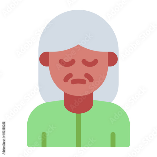 Elderly old woman avatar flat icon for nursing and geriatric care
