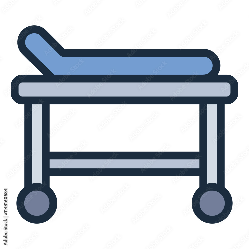Hospital stretcher filled line icon for emergency and patient transport Hospital stretcher filled line icon for emergency and patient transport
