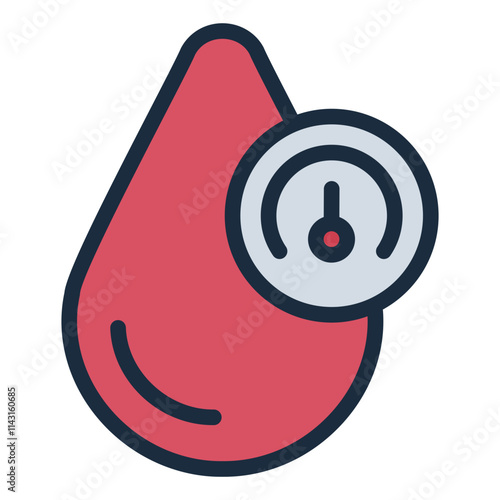 Blood pressure filled line icon for cardiovascular diagnostics