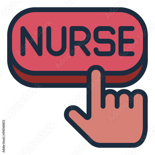 Nurse call button filled line icon for patient assistance and hospital care