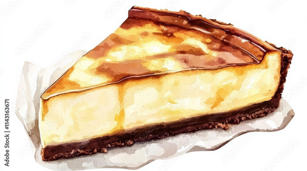 Delicious cheesecake slice with dark chocolate base and creamy filling Delicious cheesecake slice with dark chocolate base and creamy filling