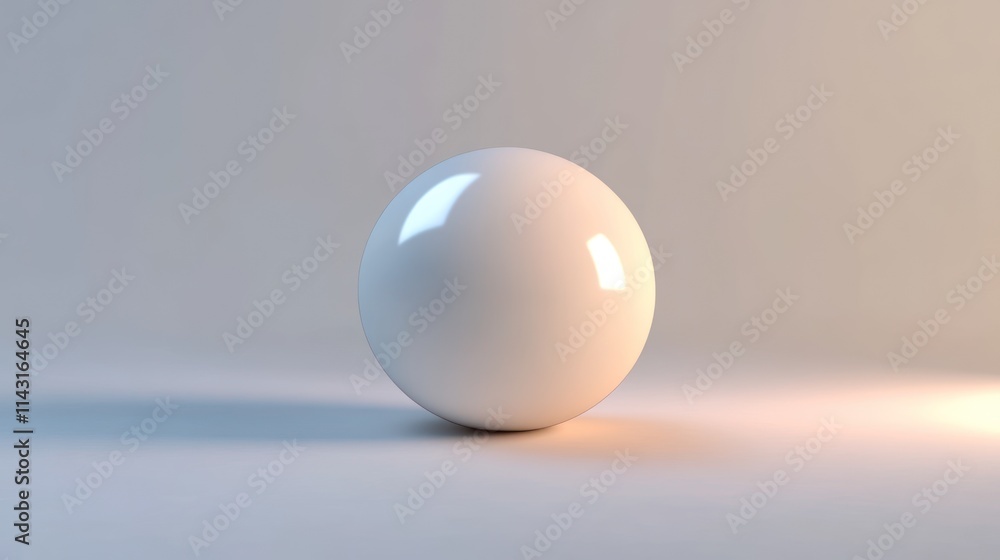 A simple, reflective white sphere is positioned on a gradient background, showcasing light and shadow play. A simple, reflective white sphere is positioned on a gradient background, showcasing light and shadow play.