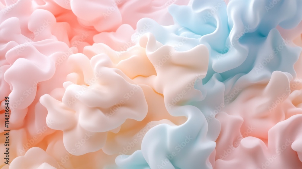 A soft, abstract composition of pastel colors creating a fluid, wavy texture resembling fabric or foam. A soft, abstract composition of pastel colors creating a fluid, wavy texture resembling fabric or foam.
