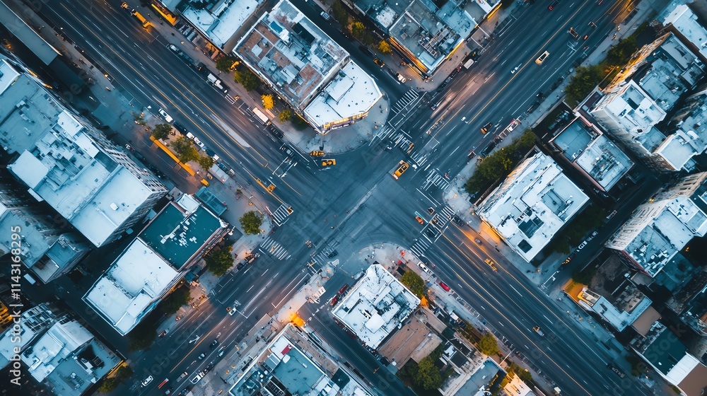 Aerial view of urban streets and buildings, showcasing city lifestyle and architecture. Aerial view of urban streets and buildings, showcasing city lifestyle and architecture.