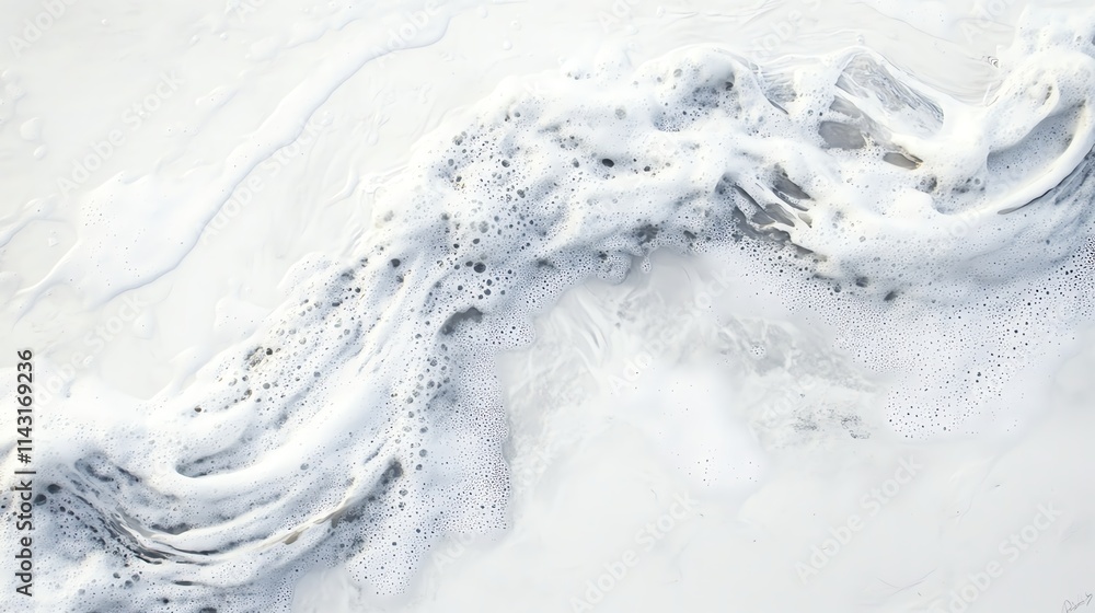 White foam and bubbles creating a smooth texture on a light background. White foam and bubbles creating a smooth texture on a light background.