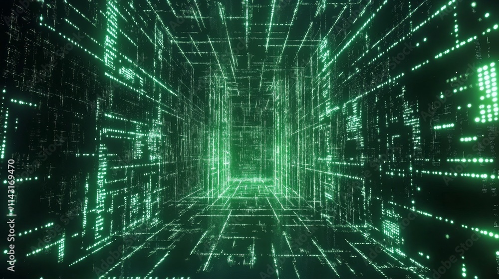 A captivating green digital data stream that embodies advanced technology and visions of an exciting future A captivating green digital data stream that embodies advanced technology and visions of an exciting future
