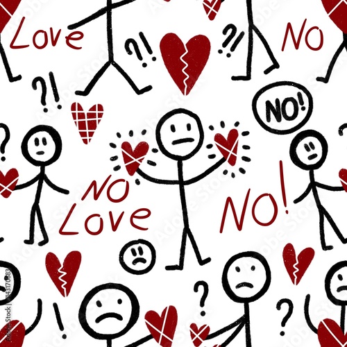 Foto Valentine anti love hearts seamless 14 February pattern for wrapping paper