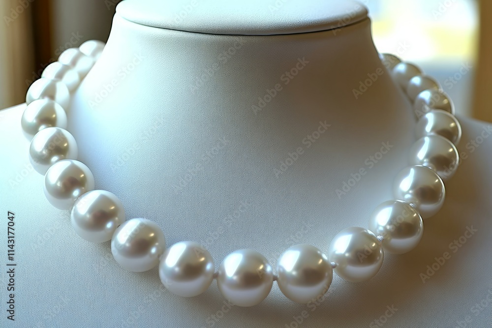 A graceful pearl necklace adorns a woman's neck, embodying eternal elegance and sophistication in contemporary jewelry design. A graceful pearl necklace adorns a woman's neck, embodying eternal elegance and sophistication in contemporary jewelry design.