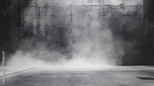  Empty dark cement wall with smoke effects, providing an intense background for product display