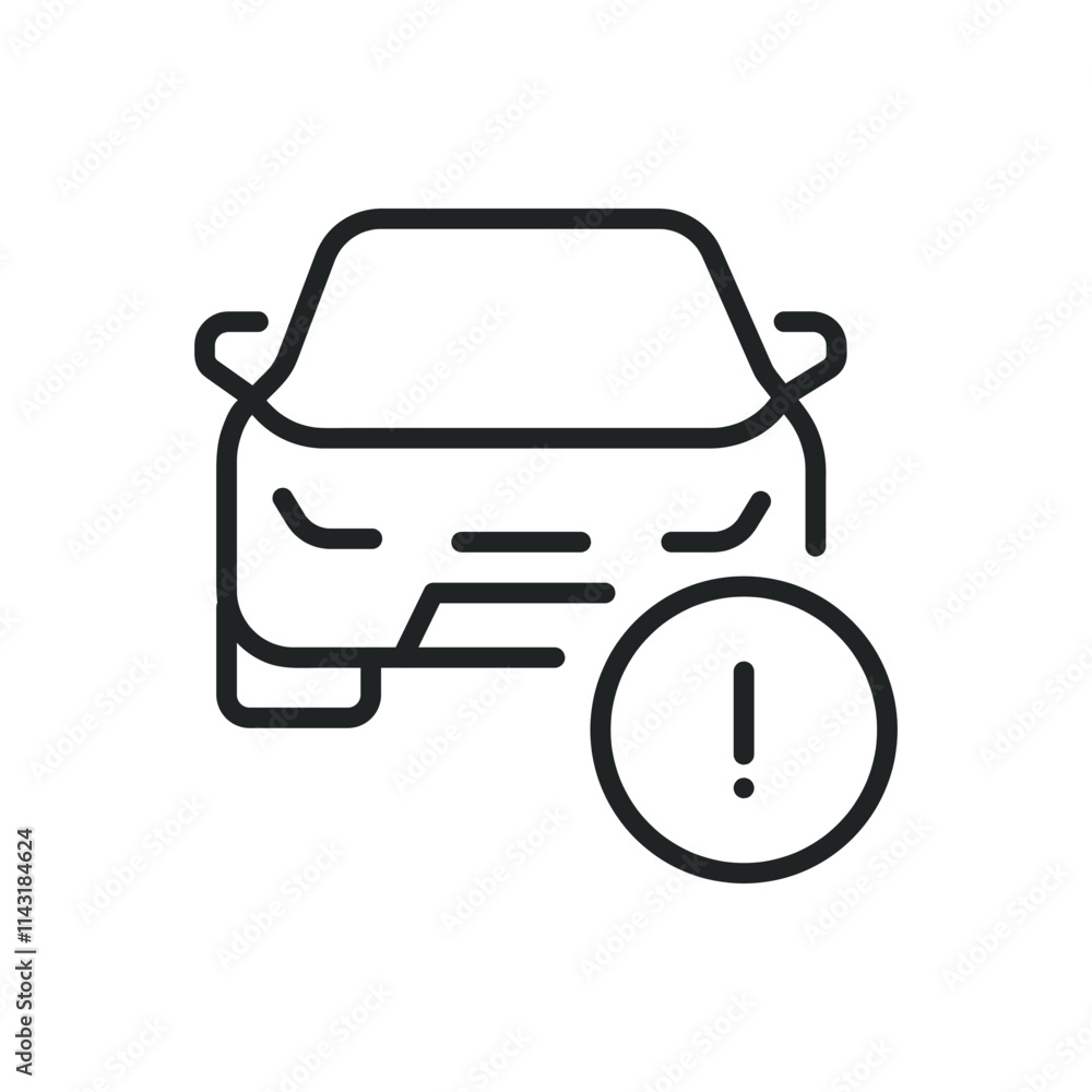 Car alert error thin line icons. Editable stroke and Perfect pixel on transparent background Car alert error thin line icons. Editable stroke and Perfect pixel on transparent background