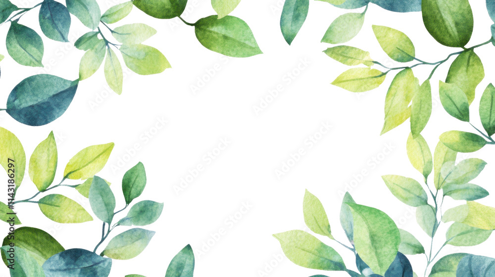 Fototapeta premium Leaves around a frame, transparent background