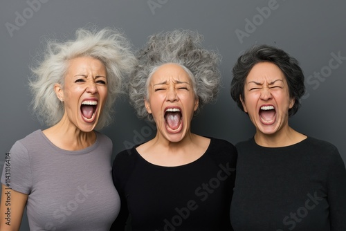 Very angry senior mature women.  photo