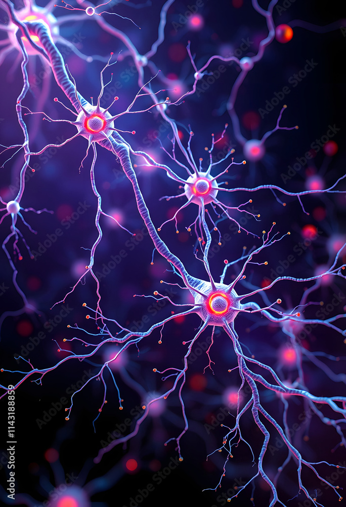 Background from nerve cells or neural networks with cell activity between each other. Neurology and the nervous system, vibrant, with white tones Background from nerve cells or neural networks with cell activity between each other. Neurology and the nervous system, vibrant, with white tones