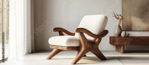 Wallpaper Mural Elegant wooden chair in contemporary interior showcasing modern furniture design inspiration and aesthetic harmony with natural light Torontodigital.ca