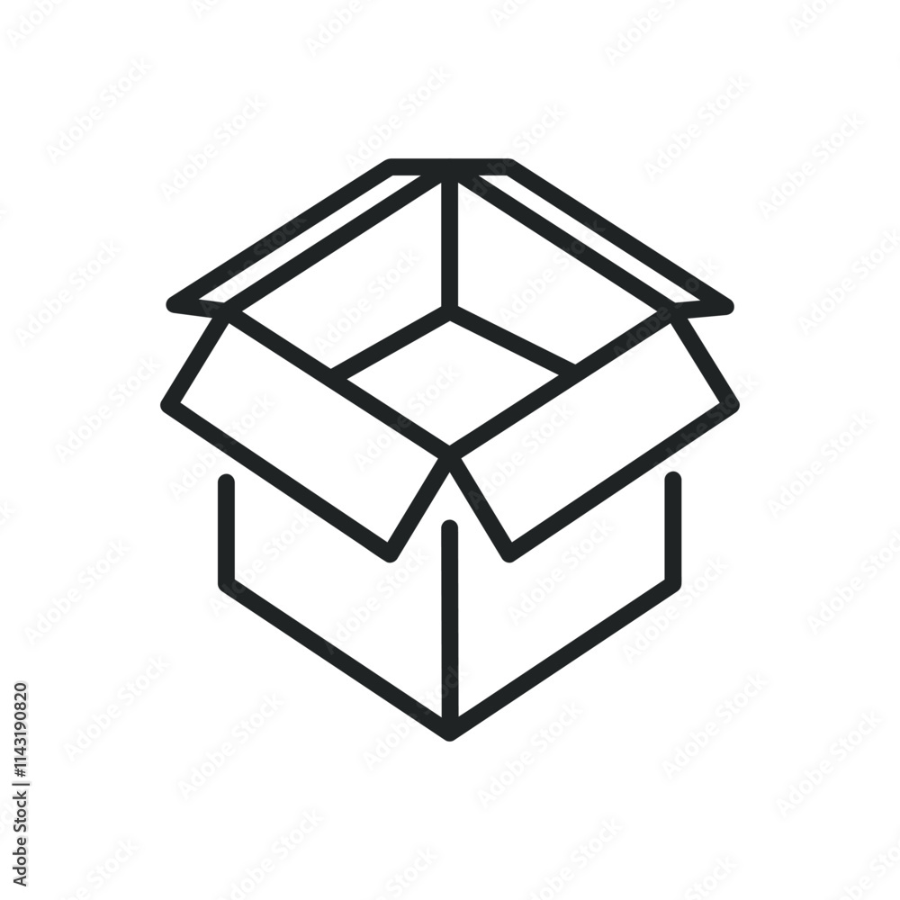 Empty box thin line icons. Editable stroke and Perfect pixel on transparent background Empty box thin line icons. Editable stroke and Perfect pixel on transparent background