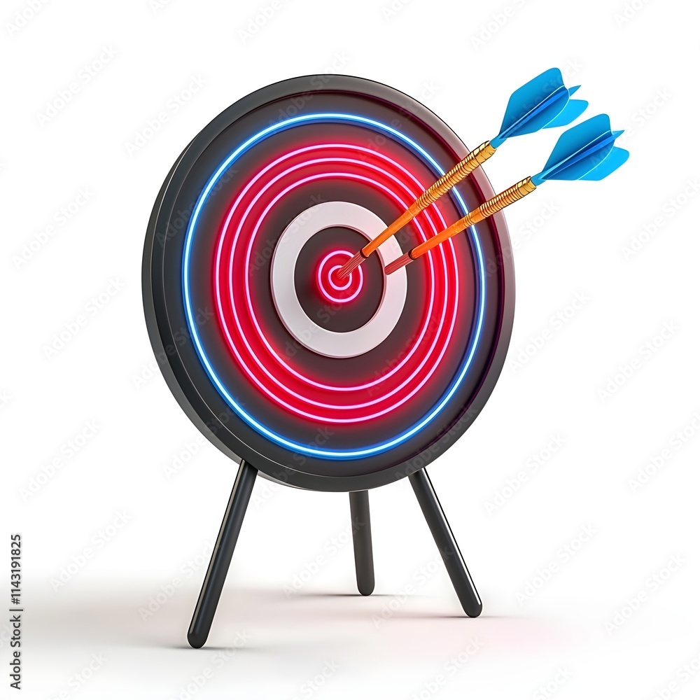 Close-Up of Dartboard with Two Darts Hitting the Center Target Close-Up of Dartboard with Two Darts Hitting the Center Target