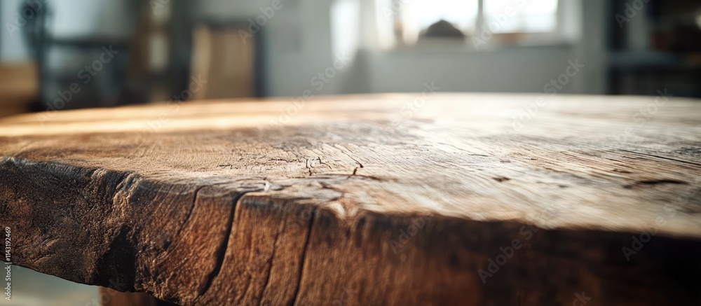 Rustic wooden table surface with a blurred background perfect for food presentations and interior decoration styling ideas. Rustic wooden table surface with a blurred background perfect for food presentations and interior decoration styling ideas.
