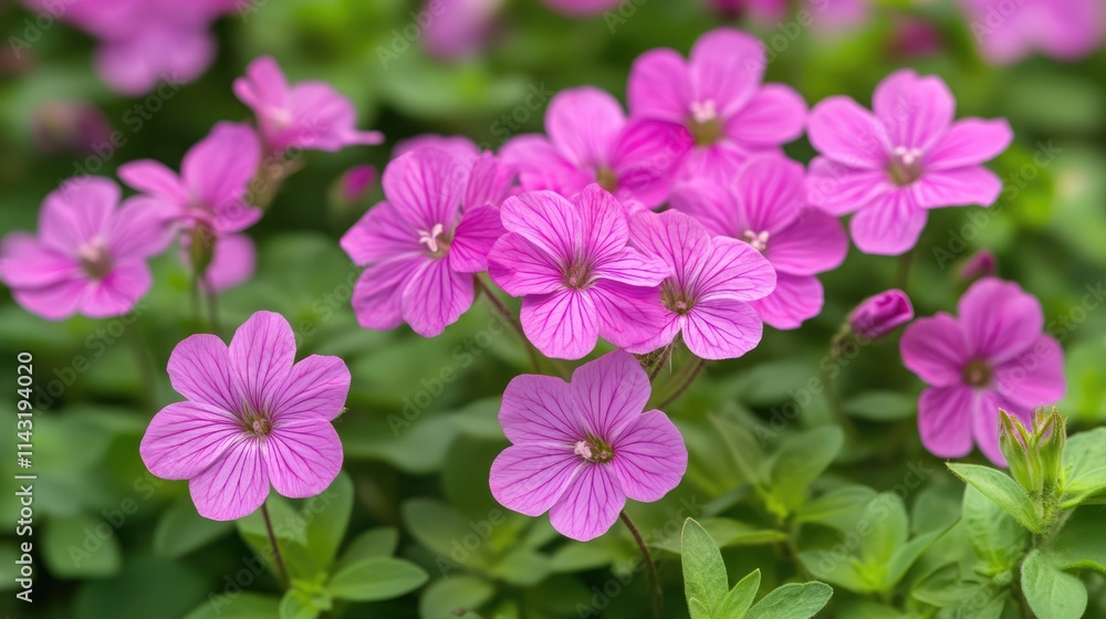 Vibrant cluster of pink wildflowers blooming in a lush green garden setting showcasing nature's beauty and diversity. Vibrant cluster of pink wildflowers blooming in a lush green garden setting showcasing nature's beauty and diversity.