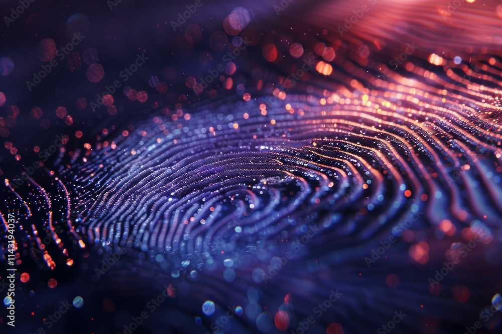 Digital fingerprint glowing with blue and orange lights symbolizing online security and data protection Digital fingerprint glowing with blue and orange lights symbolizing online security and data protection