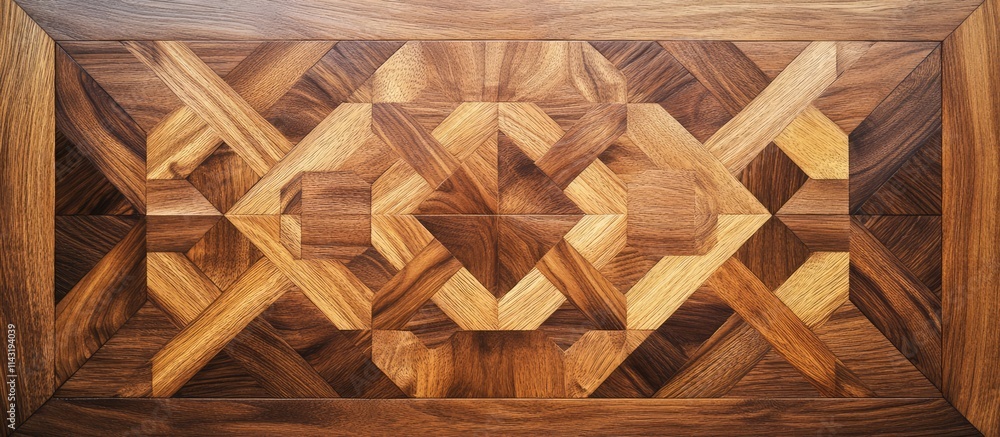 Intricate geometric patterns of an elegant parquet board perfect for modern interior flooring and design enhancement. Intricate geometric patterns of an elegant parquet board perfect for modern interior flooring and design enhancement.