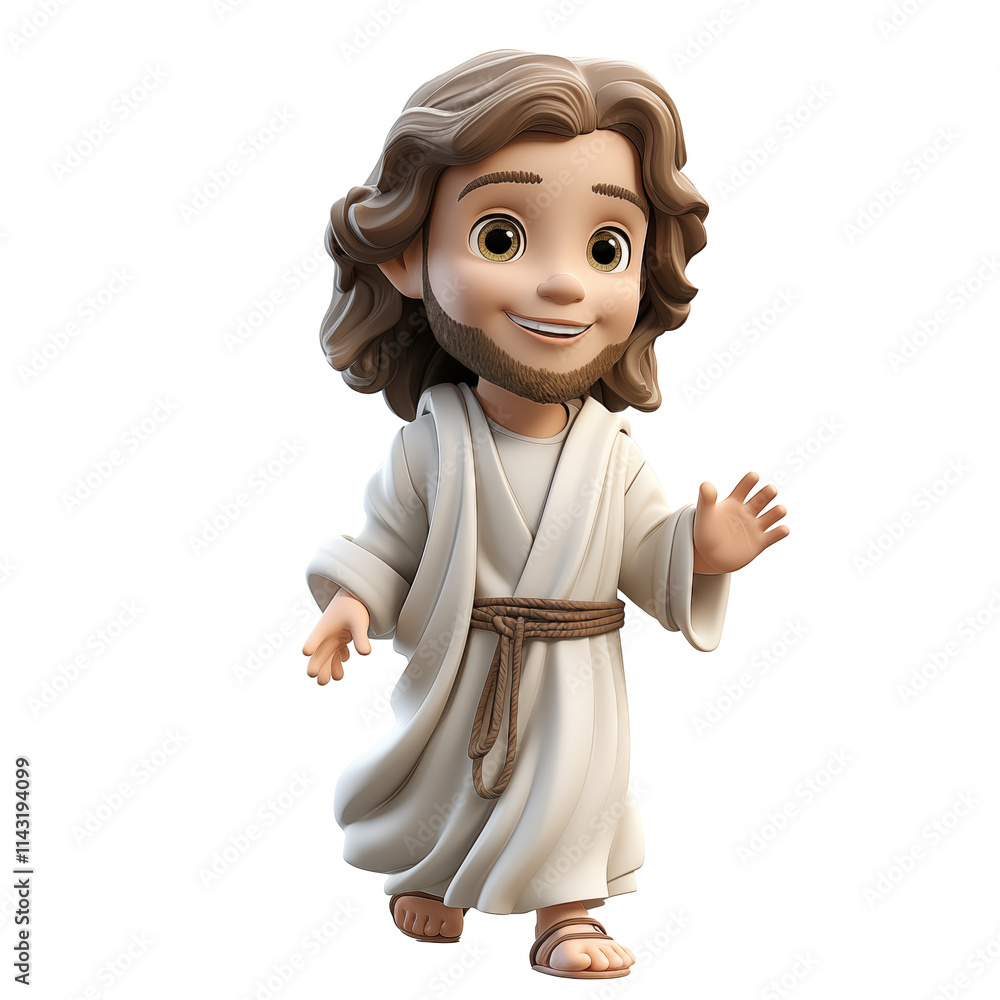 Generative AI of Cheerful Jesus Christ Character Concept for Faith-Inspired Digital Designs, Bible-Themed Cutouts, and Religious Spirituality Clip Art