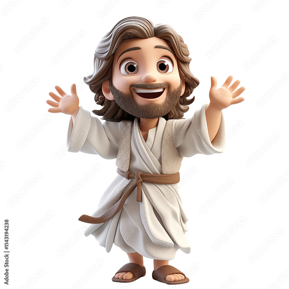 Generative AI of Holy Cartoon Jesus Concept for Hopeful Spiritual Art, Transparent Bible Graphics, and Divine Belief-Themed Background Designs