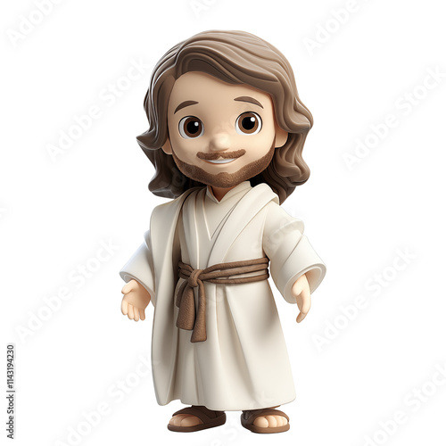 Generative AI of Cartoon Jesus Smiling Concept for Biblical Art Designs, Divine Transparent Backgrounds, and Spiritual Cutout Religion-Themed Graphics