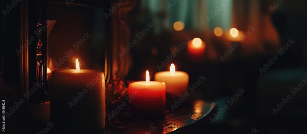 Cozy candles and flickering flames creating a warm and inviting atmosphere for a relaxing evening at home Cozy candles and flickering flames creating a warm and inviting atmosphere for a relaxing evening at home