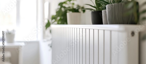 Wallpaper Mural Sleek white radiator in a modern interior highlighting contemporary design and efficient heating solutions with stylish plant accents Torontodigital.ca