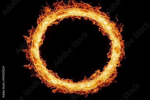 A vibrant, abstract design of a fiery, moving circle of flames