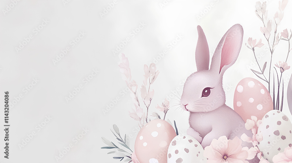 Obraz premium Rabbit is sitting on a bed of eggs