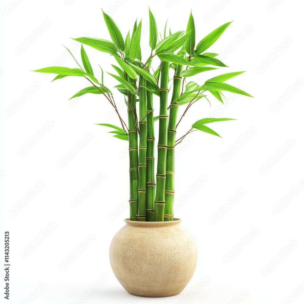 Fototapeta premium Lucky bamboo in a vase isolated on white background