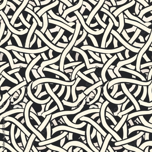 Seamless background with complex intertwining lines and mazelike patterns photo